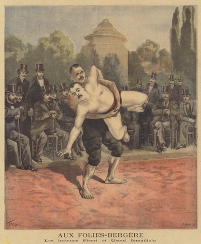 De worstelaars Pierri en Usouf Ismaillolo in de Folies-Bergere door French School